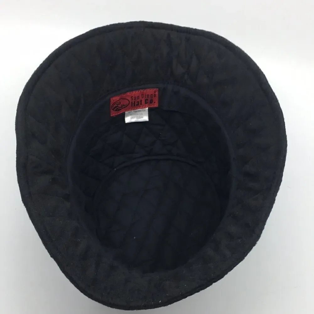 San Diego Hat Company Black Quilted Velour Bucket Hat OSFA